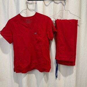 Figs Bold Red Scrub Set